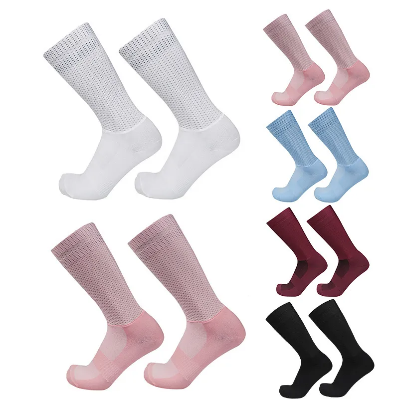 Sports Socks Mesh Aero Cycling Silicone Summer Refresing Breattable Pro Racing Nonslip Calcetines Ciclismo 230801