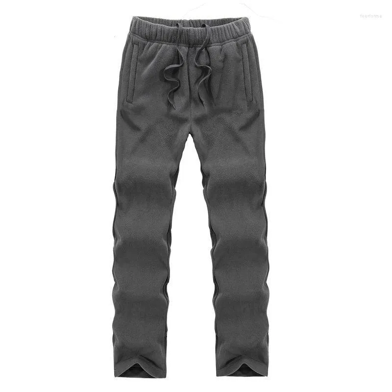 Calças masculinas de inverno para caminhadas ao ar livre de pelúcia com cordão grosso casual calças quentes grossas confortáveis joggers térmicas dupla face