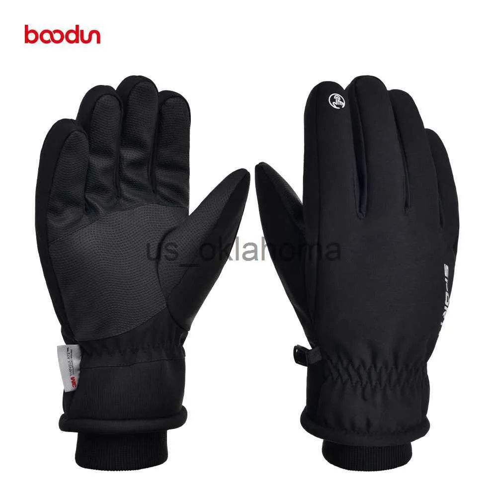 Skidhandskar Bookodun Winter Sport Ski Gloves Män Kvinnor Vattentät varma termiska fleece Handschoenen Vinter Windproof Touch Screen Snow Gloves J230802