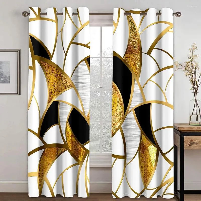 Curtain Customize Size Black Abstract Geometric 100 130 Thin Windows Curtains For Living Room Bedroom Decor 2 Pieces