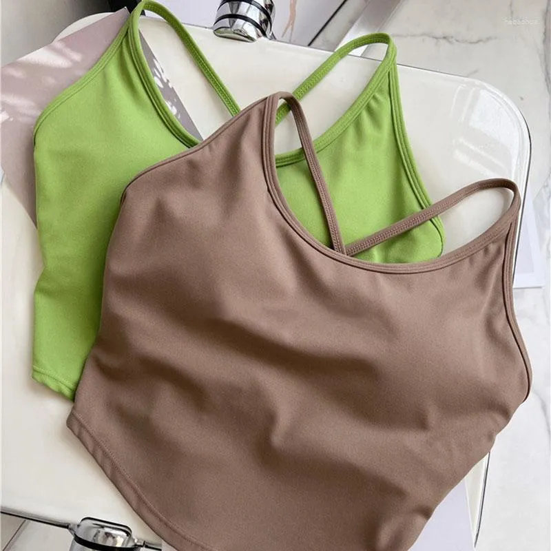 Yoga Outfit Nude Running Vest Shockproof Gathered Underwear Sexy