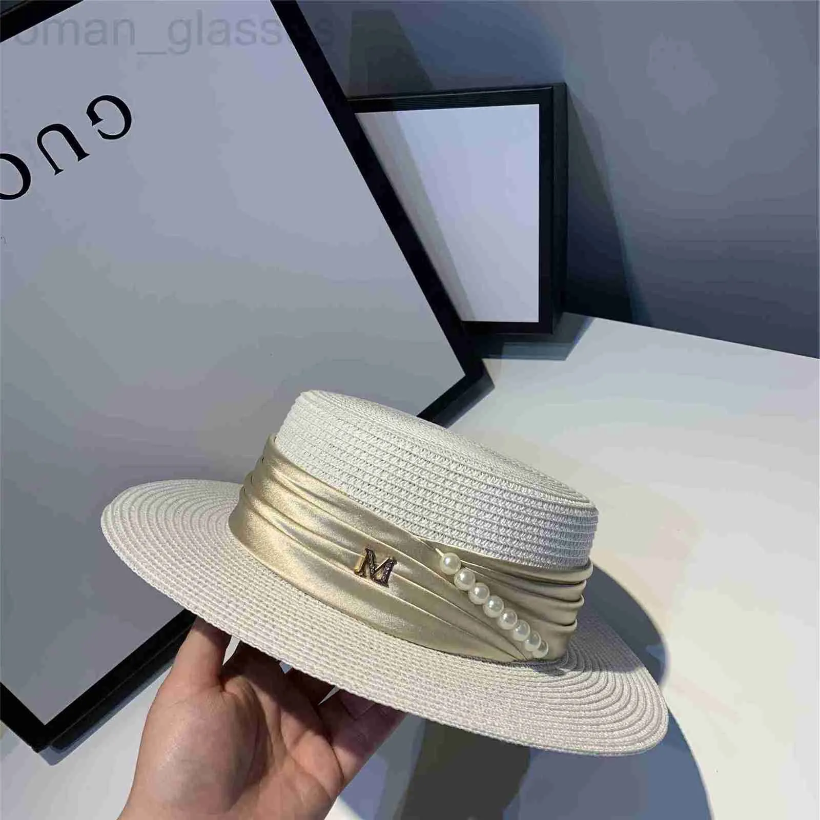 Ball Caps designer Straw hat female summer stall flat top sunscreen small fresh and versatile leisure beach tide British sun JF89