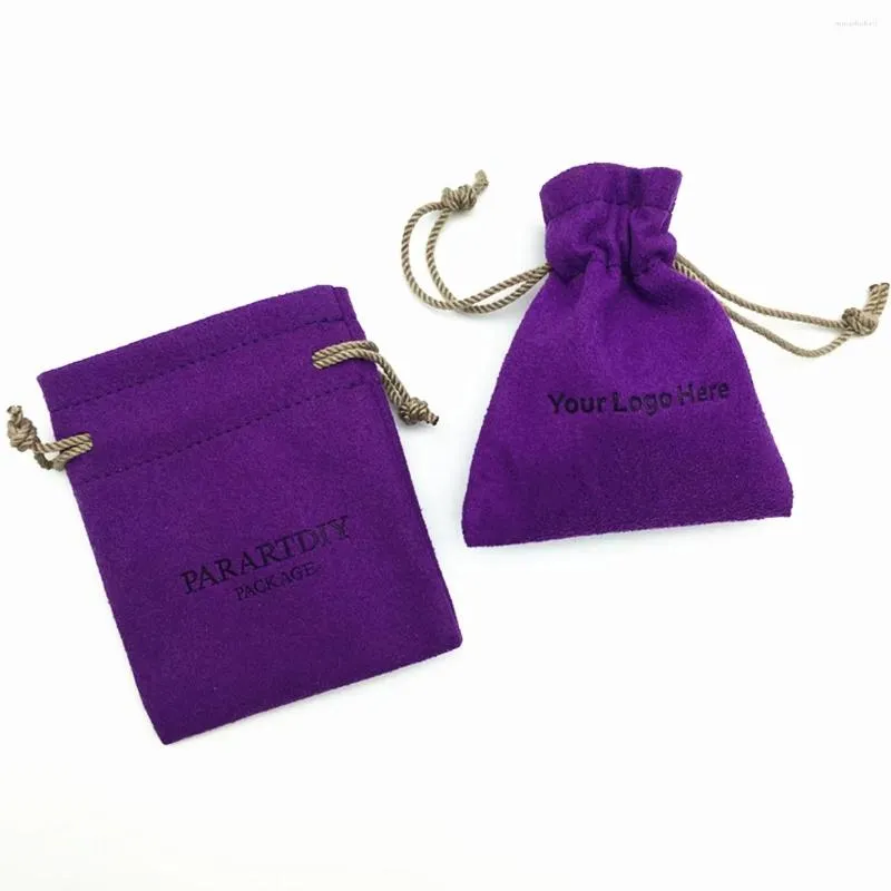 Jewelry Pouches 50pcs Custom Color Logo Drawstring Bag Wedding Favor Pouch Necklace Bbag Suede Skin Care Product