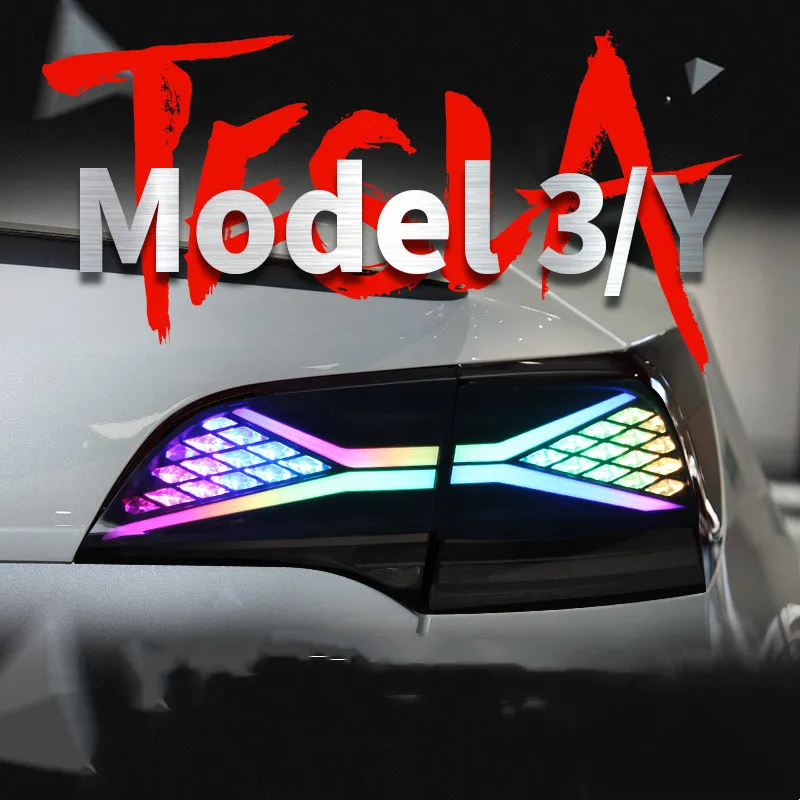 Upgrade RGB Style Rear Lights For Tesla Model3/Model Y Tail Brake Lights Turn Signal X - Men Mirage Taillight