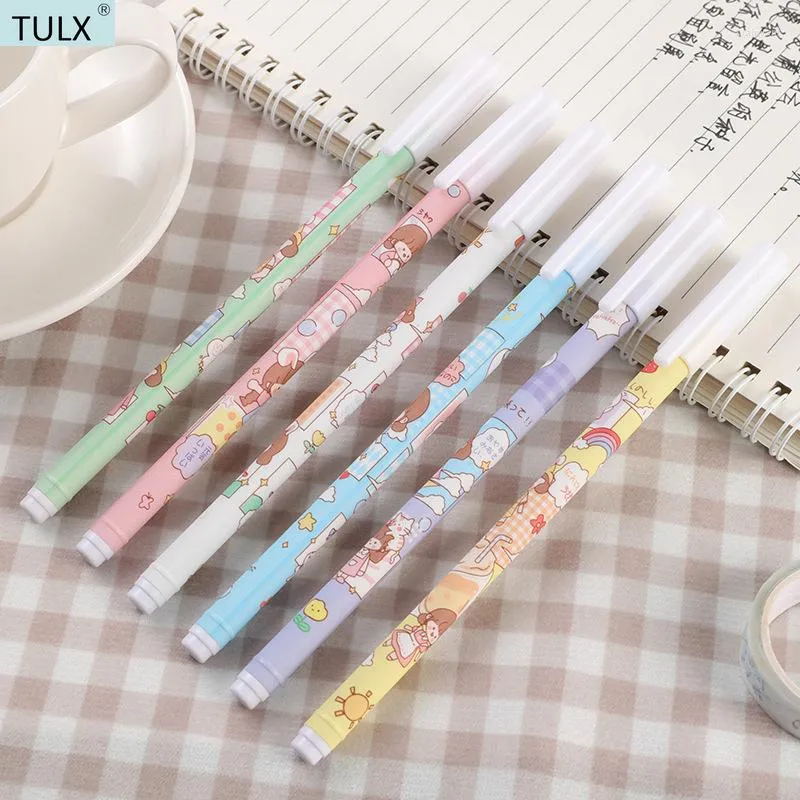 6Pcs Anime Stationery Stationary Cute School Supplies Coreano Kawaii Penne Gel Pen