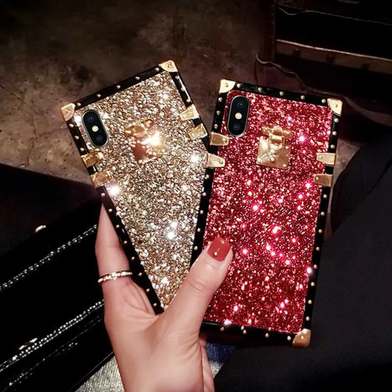 Casos de telefone celular moda glitter quadrado macio sílica gel caso de telefone para iphone 14 13 12 11 pro x xr xs max 7 8 plus se2020 luxo bling capa lf230731.