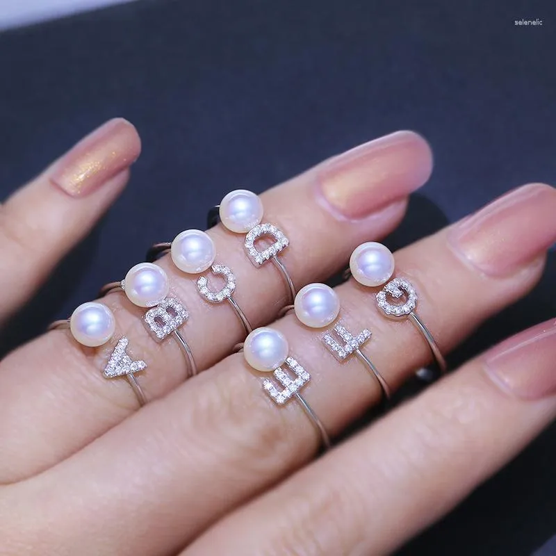Cluster Rings MeiBaPJ Natural Freshwater Pearl Simple Letter Ring Real 925 Sterling Silver Fine Wedding Jewelry For Women
