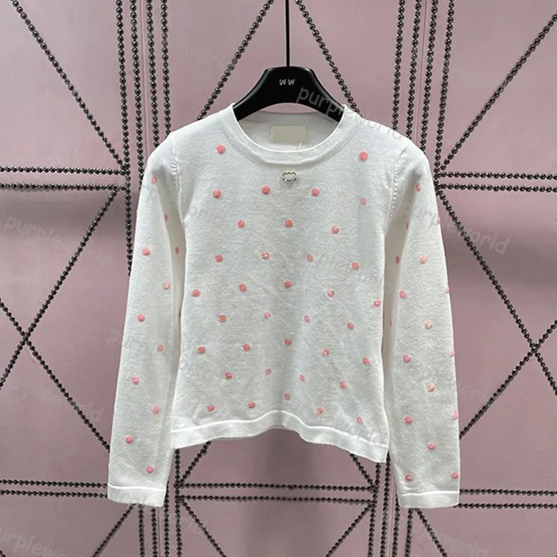 Designer de malhas das mulheres camisola pulôver polka dot impresso camisola malhas clássico outono inverno quente jumper2519