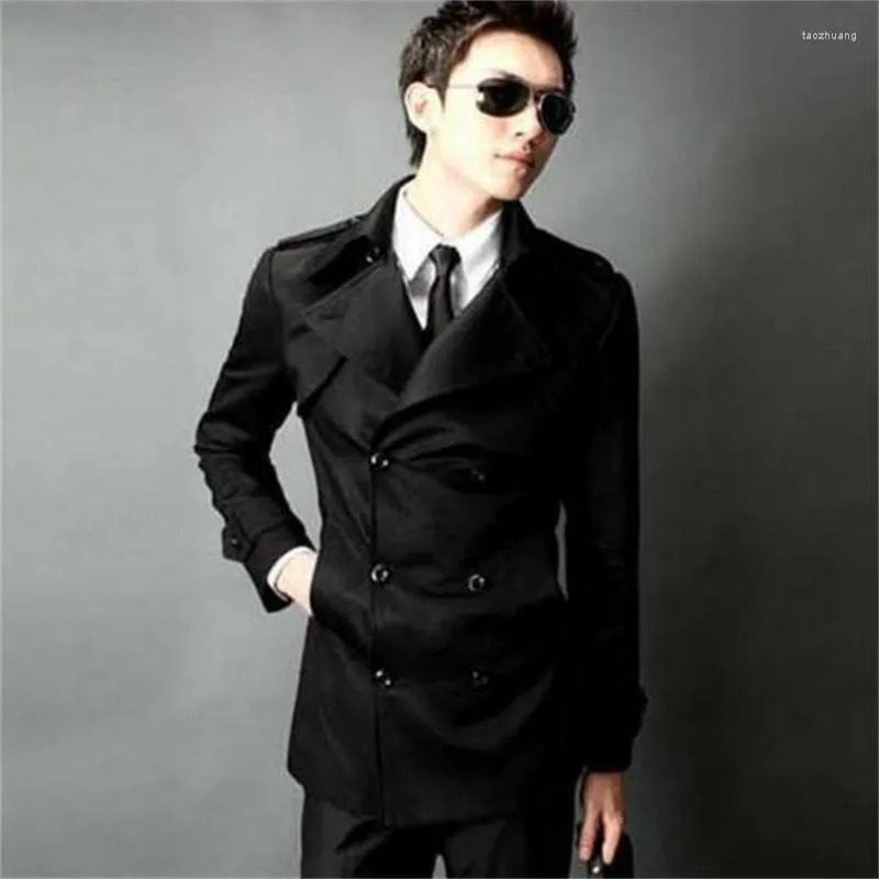 Herren Trenchcoats Frühling und Herbst Slim Sexy Mantel Männer Mittellanger Mantel Langarm Herrenbekleidung Business Oberbekleidung Mode Koreanisch