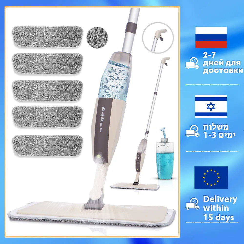 MOPS VATER SPRAY MOP HANDE HEM RENGÖRINGSVERKTYG FÖR Tvätt Lazy Flat Mops Golvrensare med ersättning Återanvändbara mikrofiberkuddar 230802