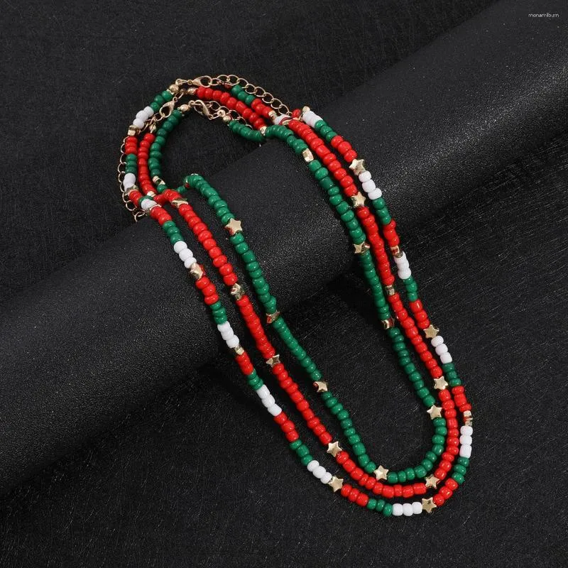 Chains Christmas Holiday Simple Fashion Colorful Rice Beads Necklace For Men Boys Trendy Accessories Sweater Chain Jewelry