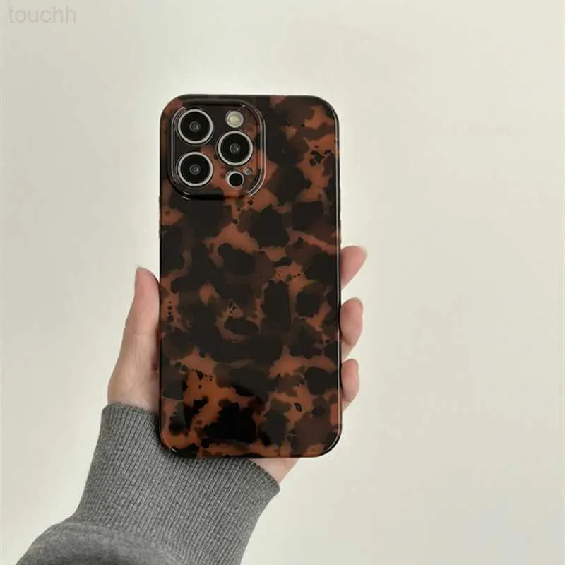 Obudowy telefonu komórkowego Retro Tortoiseshell Drukuj silikonowy obudowa na iPhone 11 13Pro 12 13 14Pro 13 Pro Max Ochrata ochronna iPhone 14 fundas L230731