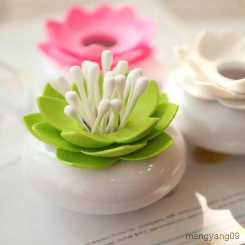 2pcs Toothpick Holders Cotton Swab Holder Flower Design Storage Container Toothpicks Tube with Dust Cover R230802