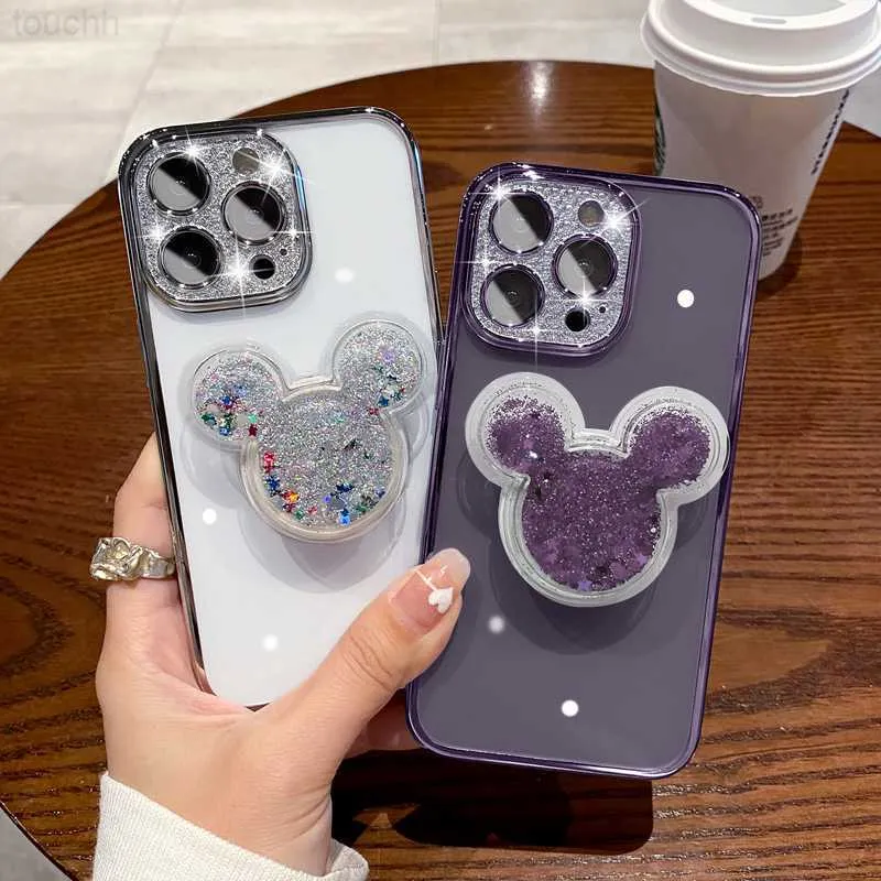 Cell Phone Cases Flash drilling Bling Glitter Cute quicksand Ring Soft silicon Phone Case For iPhone 14 13 12 11 Pro Max Plus clear plating Cover L230731