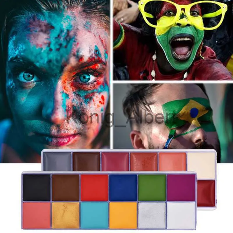 15Colors Face Painting Kit Body Makeup Non Toxic Water Paint Oil with Brush  for Christmas Halloween
