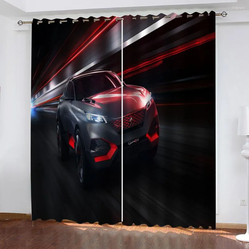 Curtain Trucks In City Modern Black Cool Car Two Drape Thin Window Curtains For Living Room Bedroom Decor 2 Pieces