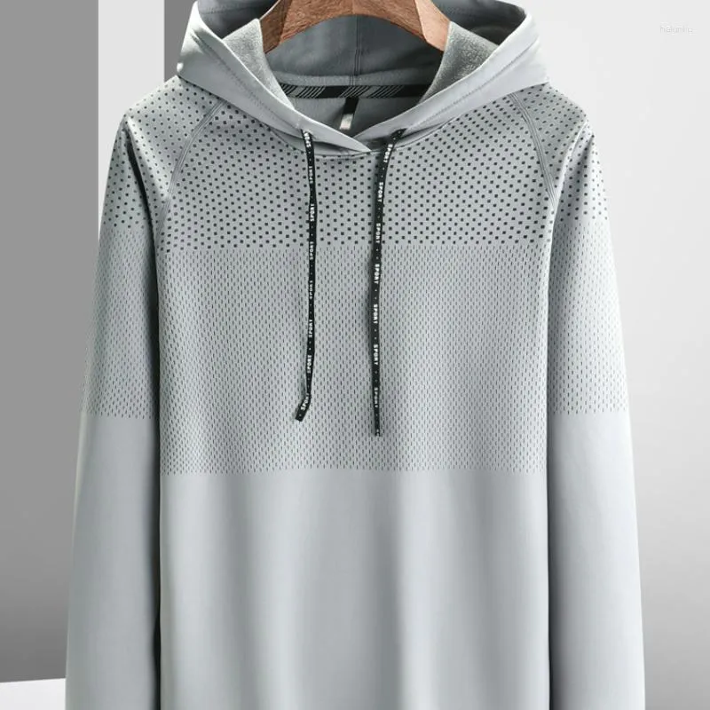 Felpe con cappuccio da uomo 2023 Felpa con cappuccio Abbigliamento sportivo Felpa con cappuccio a maniche lunghe riflettente Pullover Top grigio