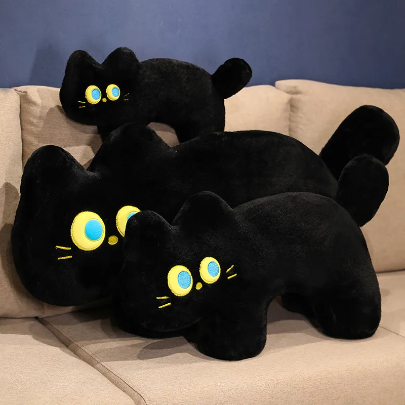 40-100 cm beaux chats noirs peluches animaux en peluche chats jouet oreiller coussin pour filles Kawaii chambre décor mignon enfants bébé jouet