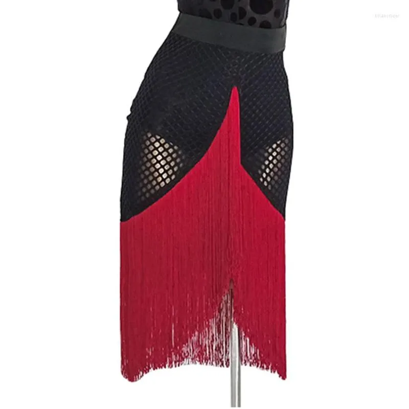 Stage Wear Latin Tassel Wrap Skirt Standard Dance Competition Performance Costume Exercise Clothing Sexy Mesh Nightclub Outfits