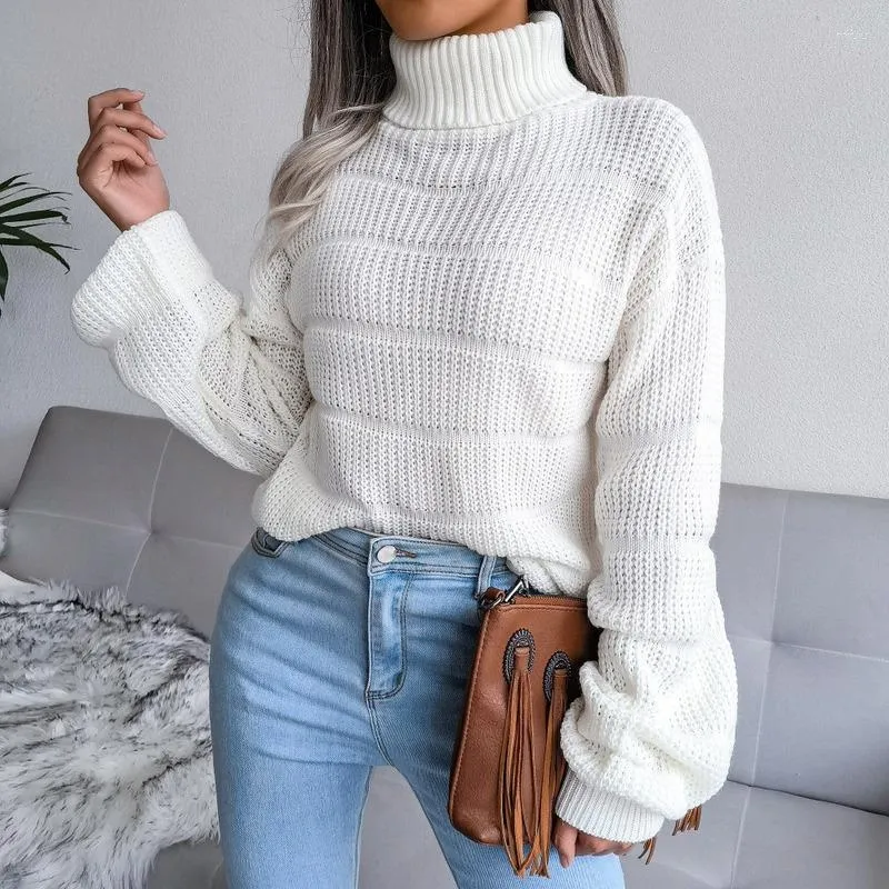 Sueteres De Mujer 2023 Sueter De Punto Solido Para Mujer Jerseis Elegantes Para Mujer Cuello Alto Ropa De Calle Holgada De Manga Larga Sueter Para Mujer J33 De 20 18 DHgate