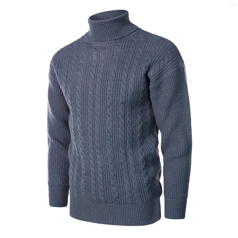 Maglioni da uomo autunno inverno moda solido collo alto manica lunga sciolto caldo maglione lavorato a maglia grosso maglione maglione