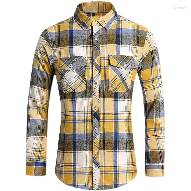 Męskie koszule mody Dwie kieszeń design shirt Men Wysokiej jakości bawełniane krzoty z długim rękawem Męska bluzka z działalnością społecznościową 6xl 7xl