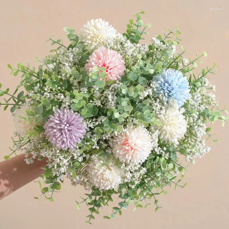 Fleurs décoratives Blanc Artificielle Gypsophile Mariage Maison Automne Décoration Haute Qualité Grand Bouquet De Luxe Faux Arrangement De Fleurs En Vrac