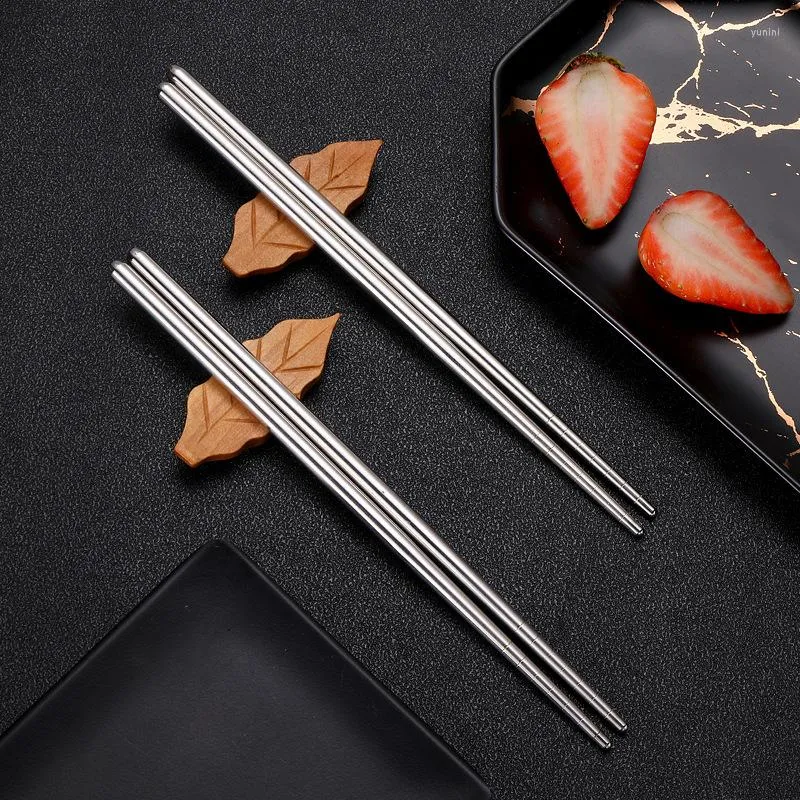 Chopsticks 1 Pairs Chinese Metal Household High Temperature Sterilizable Non-slip Stainless Steel Kitchen Accessories