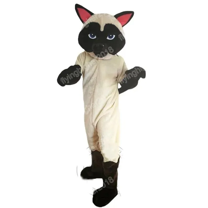 Costume de mascotte de chat siamois professionnel Halloween noël robe de soirée fantaisie Costume de personnage de dessin animé carnaval unisexe adultes tenue