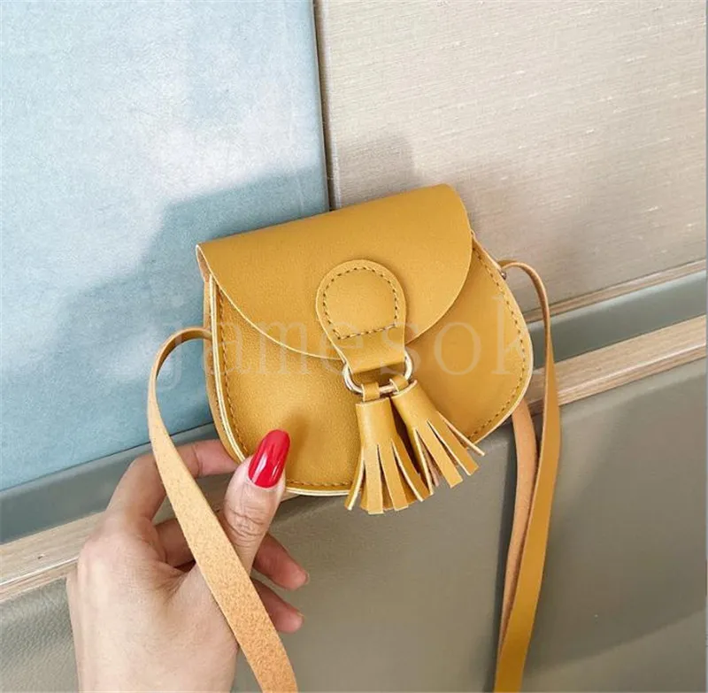 PU Leather Counter Bag Coin Presh with Tassel Mini Crossbody Sathel Prespags for Toddler Kids Little Girls DF138