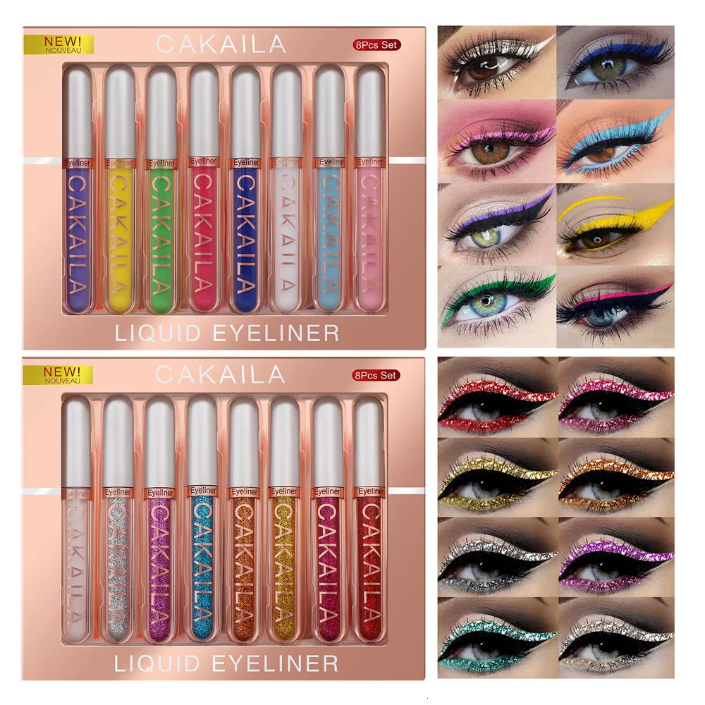 Eye Shadow Liner Combination Matte Eyeliner Set Or Glitter Shine Liner Kit 8Pcs Box Color Makeup Colorful Eyelid Cosmetics Liquid Colored Gel 230801