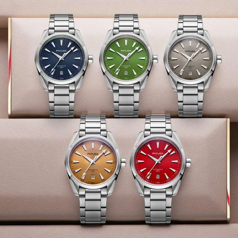 PHYLIDA Aqua 150m Automatic Diver Watch With Red Dial Sapphire