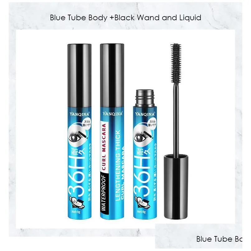 Altri articoli di bellezza per la salute Yanqina 36H Black Waterproof Liquid Mascara Make Up Set Strumenti per il trucco degli occhi a lunga durata Drop Delivery Dhcxa