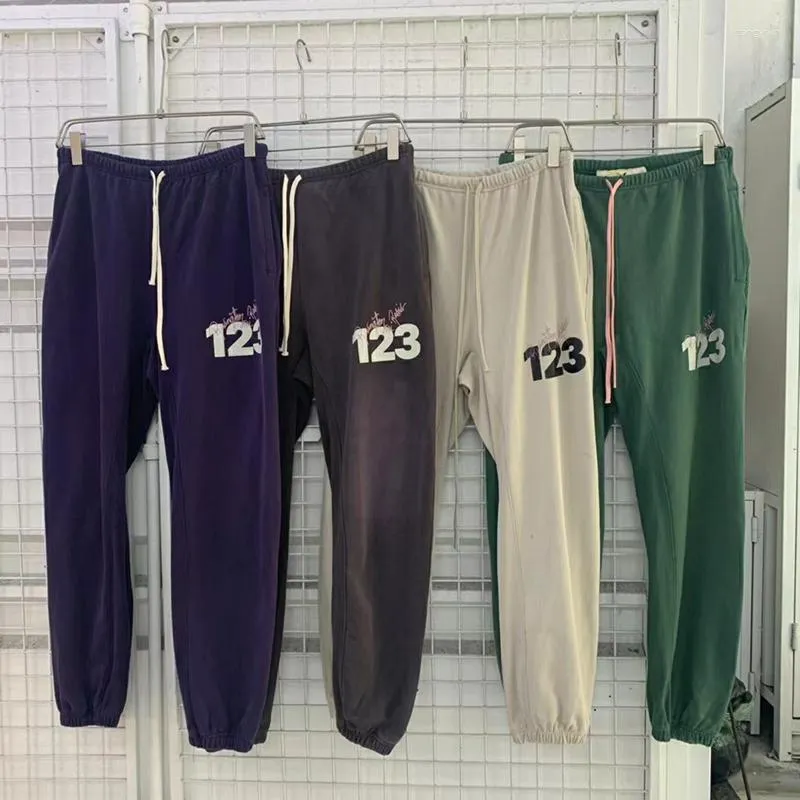 Herrbyxor 2023SS Vintage 3D Puff Print RRR123 Sweatpants Män kvinnor 1: 1 Toppversion överdimensionerade dragsko -färgämnen RRR 123 byxor