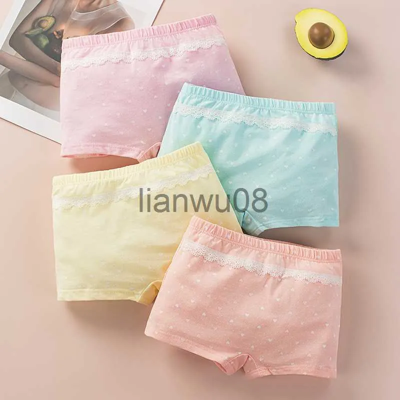 Mutandine Ragazze Intimo di pizzo Adolescenti Mutandine Boxer 2022 Pantaloncini tinta unita per bambini da 4 a 15 anni Abbigliamento per bambini Slip in cotone x0802