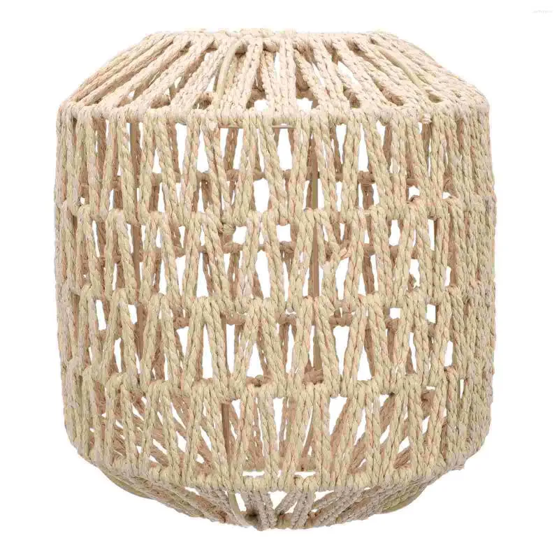 Pendant Lamps Paper Rope Lampshade Cover Reusable Light Weave Basket Chandelier Woven Fixture Imitation Rattan DIY