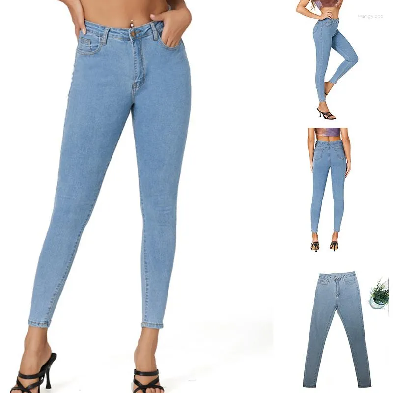 Jeans femme section mince bleu foncé taille haute Denim femmes pieds clairs pantalon 2023