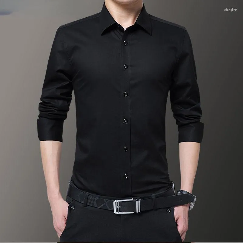 Camisas informales para hombre, otoño 2023, camisa de vestir para hombre, botones de manga larga, ropa de corte Regular puro para hombre de negocios, Top de estilo clásico C39