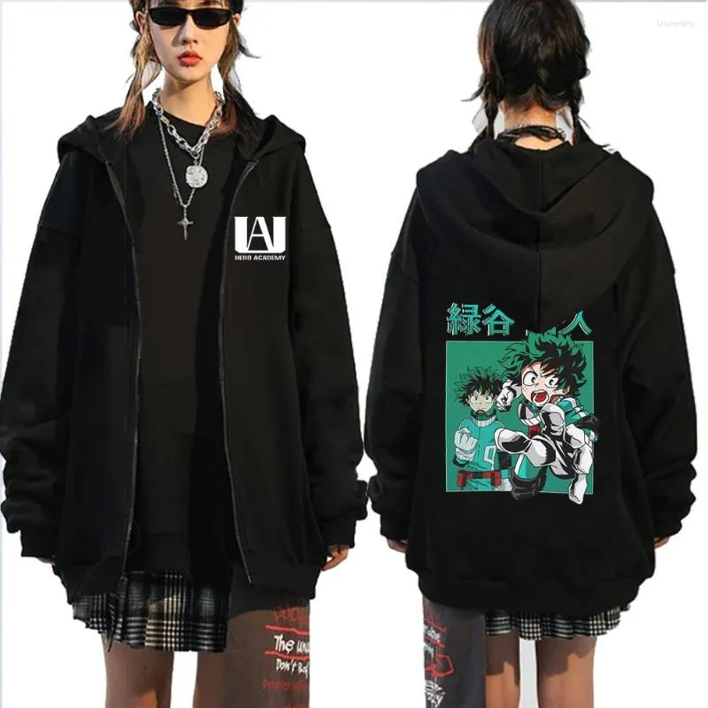 Herrtröjor anime boku ingen hjälte akademi överdimensionerad hoodie kvinnors tröja med dragkedja harajuku långärmad streetwear unisex