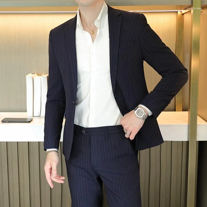 Mäns kostymer 2023 High-End (Blazer Western Pants) British Wedding Suit Fashion Business Casual Trend Handsome Blazer Two-Piece Set