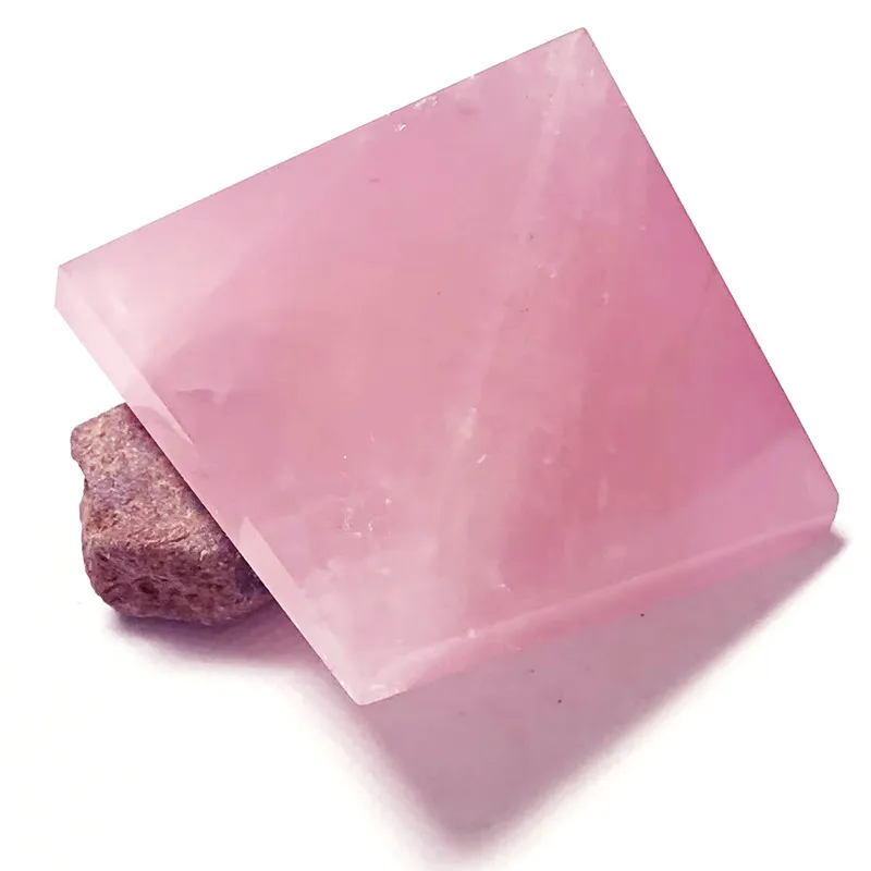 Drop Shipping 4cm Natural Rose Crystal Pyramid Pink Quartz Stones Reiki Healing Home Office Decoration grossistprodukt