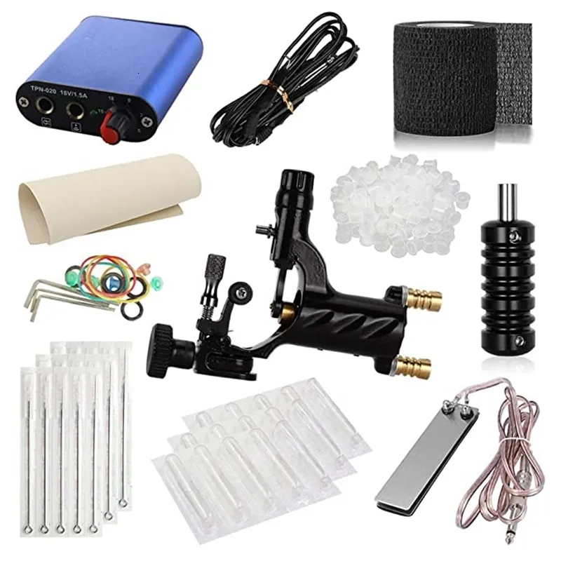 Tattoo Machine Kit Machines Gun Power Supply Grips Body Art Tools Complete Set Accessories Supplies Artist 230802