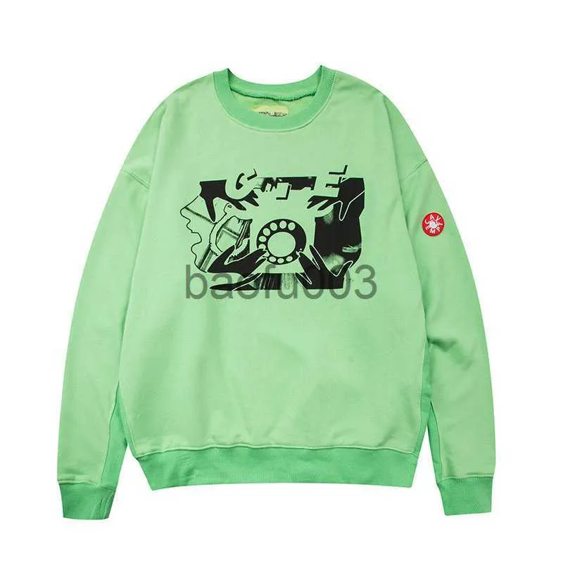 メンズフーディーズスウェットシャツfwキャビンプションC e cav empt ce sweatshirtトップストリートウェアグリーンカラープルオーバーj