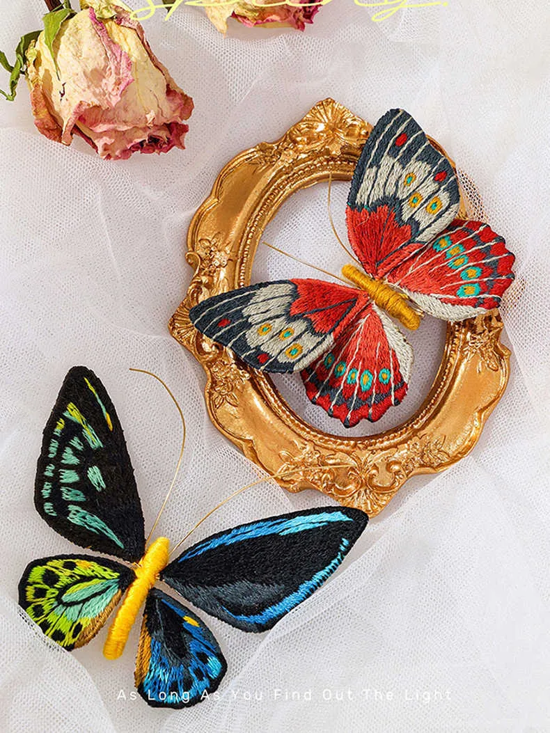 Chinese Style Products Beginner Butterfly Embroidery Kits With Hoop Diy Hand Brooch Embroidery Sewing Handmade Needlework Set Decor
