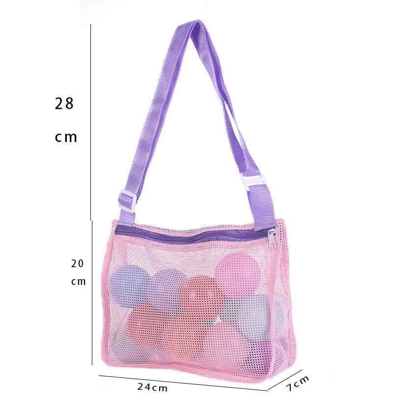 Bolsa de malla de juguete de playa, bolsa de almacenamiento de concha para niños, bolsa de concha marina de juguete de playa, bolsa de malla para piscina, juguetes de arena, accesorios de natación para niños y niñas