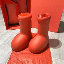 MSCHF Big Red Boots Designer Men Women Thick Bottom Boot Over The Knee Astro Boy Cartoon Non-Slip Shoes Outdoor Rubber Fashion Rainboots Round Toe Platform Rain Bootes