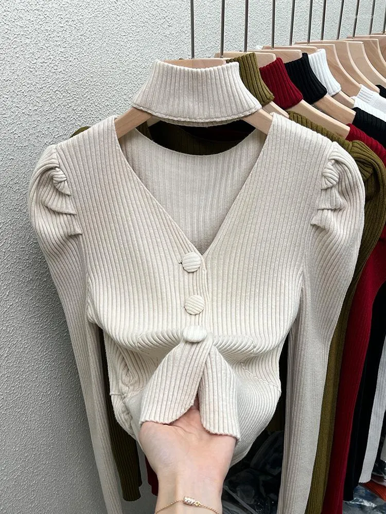 Womens Sweaters Red Sweater Knitted Inner Layering Shirt With