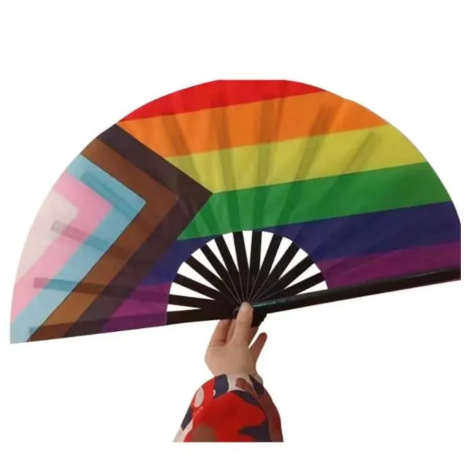 Rainbow Folding Fans LGBT Colorful Hand-Held Fan for Women Men Pride Party Decoration Music Festival Events Dance Rave Supplies