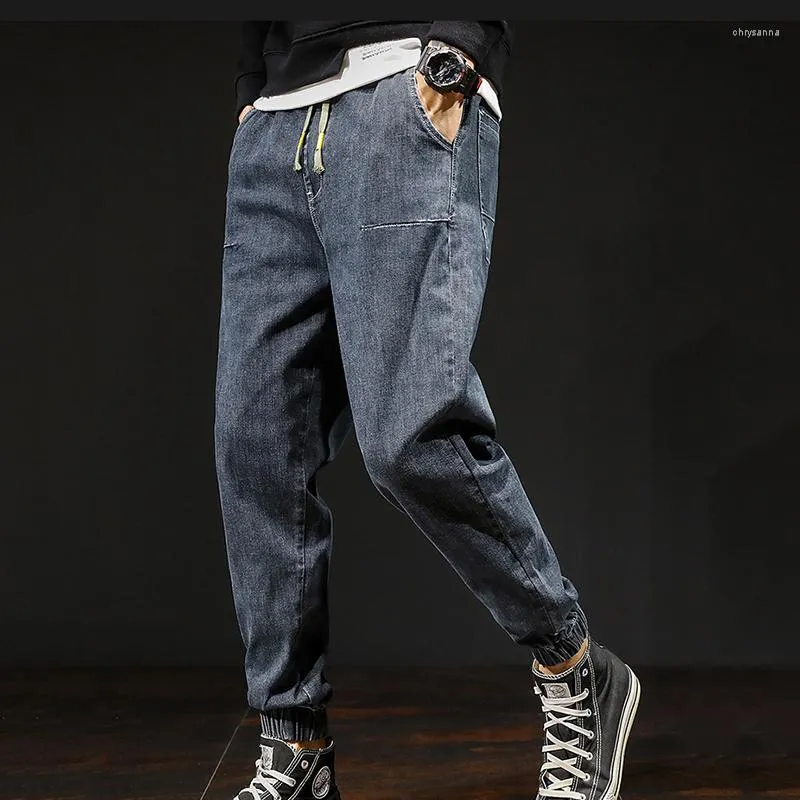 Heren Jeans Heren Stretch Elastische Taille Harembroek Herfst Losse Plus Size Denim Broek Student Jong