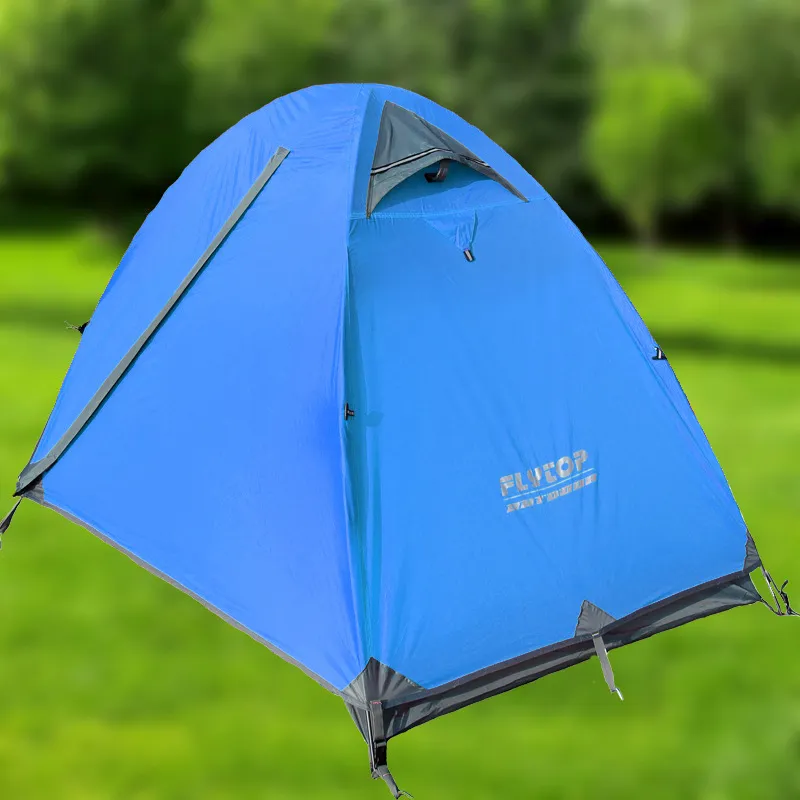 Outdoor high-end eenpersoons dubbele deur aluminium paal outdoor camping tent regenbuibestendige tent HW77